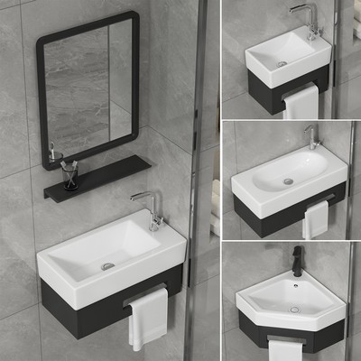 挂墙式三角形洗手盆卫生间墙角洗脸盆陶瓷一体阳台洗漱池超小尺寸