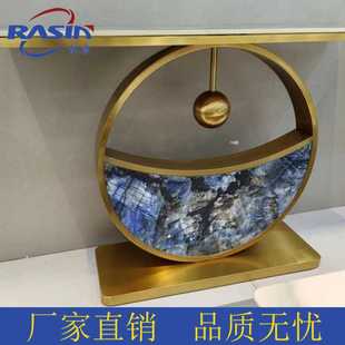 家用走廊玄关台 大堂轻奢岩板面不锈钢金色供桌 香案厂家直供