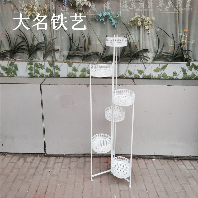 白色花盆架园艺铁艺多层折叠花架可收展花园装饰摆件杂货田园风