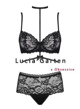 obsessive性感蕾丝内衣女式文胸套装镂空透视腰带