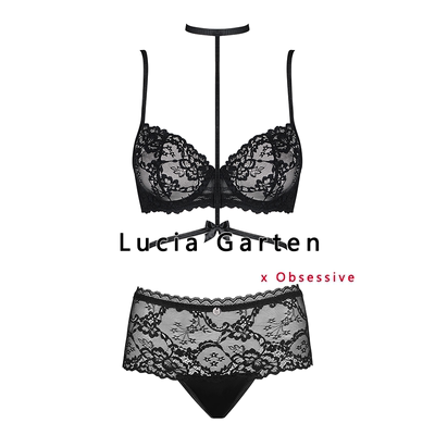 obsessive性感蕾丝内衣女式文胸套装镂空透视腰带