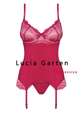 obsessive波兰进口性感内衣蕾丝镂空网纱透视紧身衣女士袜带