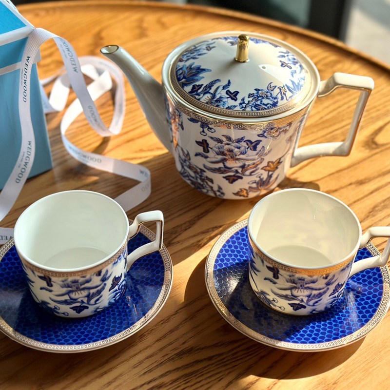wedg伍德茶壶芙蓉咖啡杯骨瓷欧式下午茶茶杯礼盒汤碗盘野草莓套装