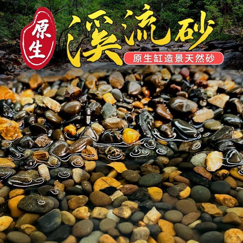 原生鱼缸底砂造景沙溪流砂溪流石沙子雷龙龟缸天然河沙石铺底装饰