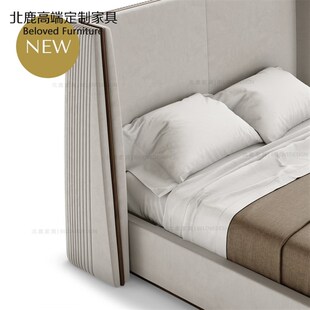 輕奢臥室現代簡約櫸木實木軟包床大床雙人床婚床IT 意式 美式