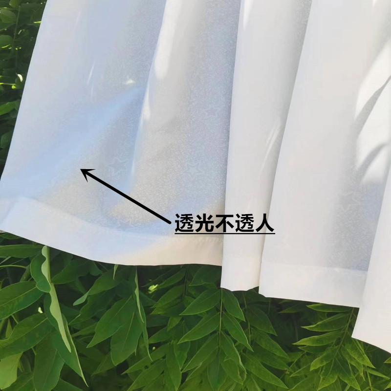 免打孔透光不透人白色纱帘魔术贴半帘橱柜防尘帘厨房门帘飘窗短帘