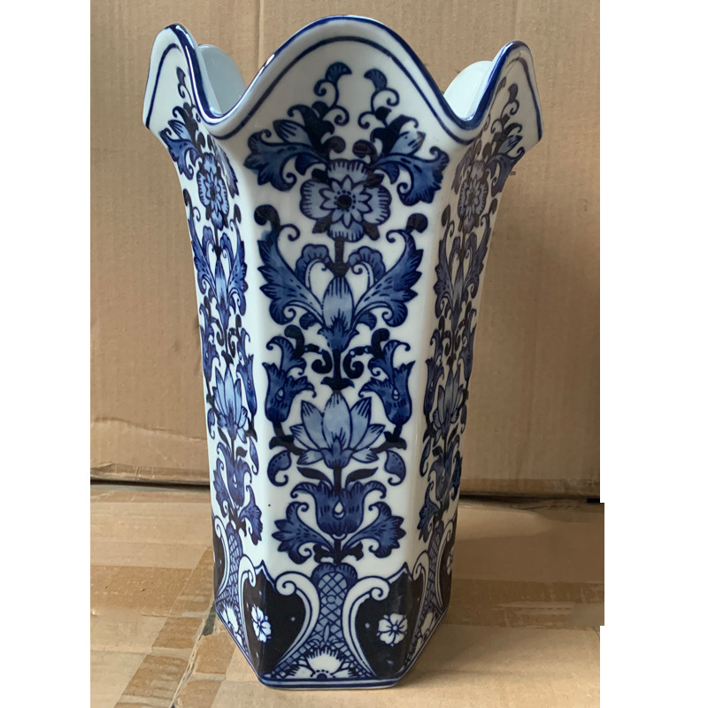 中式花瓶陶瓷摆件客厅插花瓶青花瓷瓷瓶装饰花器