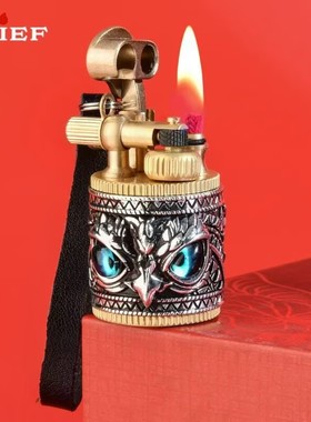 CHIEF首领煤油打火机复古砂轮浮雕小胖墩迷你挂件便携个性创意潮