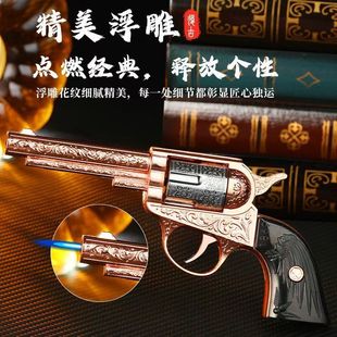 复古左轮可充气防风打火机个性创意造型摆件点烟器不可发射礼品潮