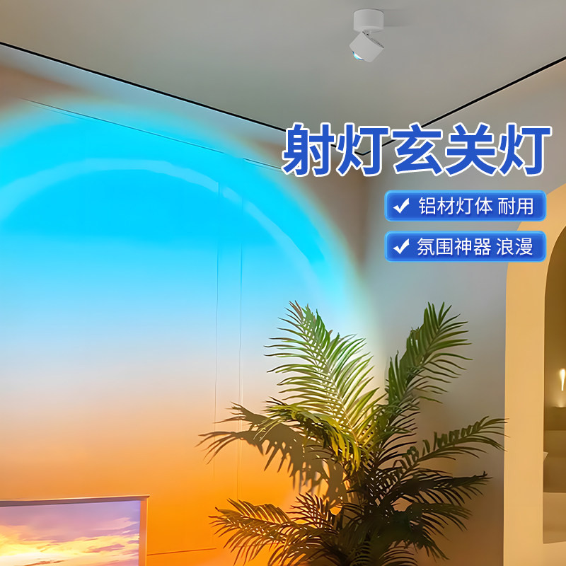 破晓蓝射灯玄关灯夕阳落日射灯明装日不落可调角度走廊走道灯家用
