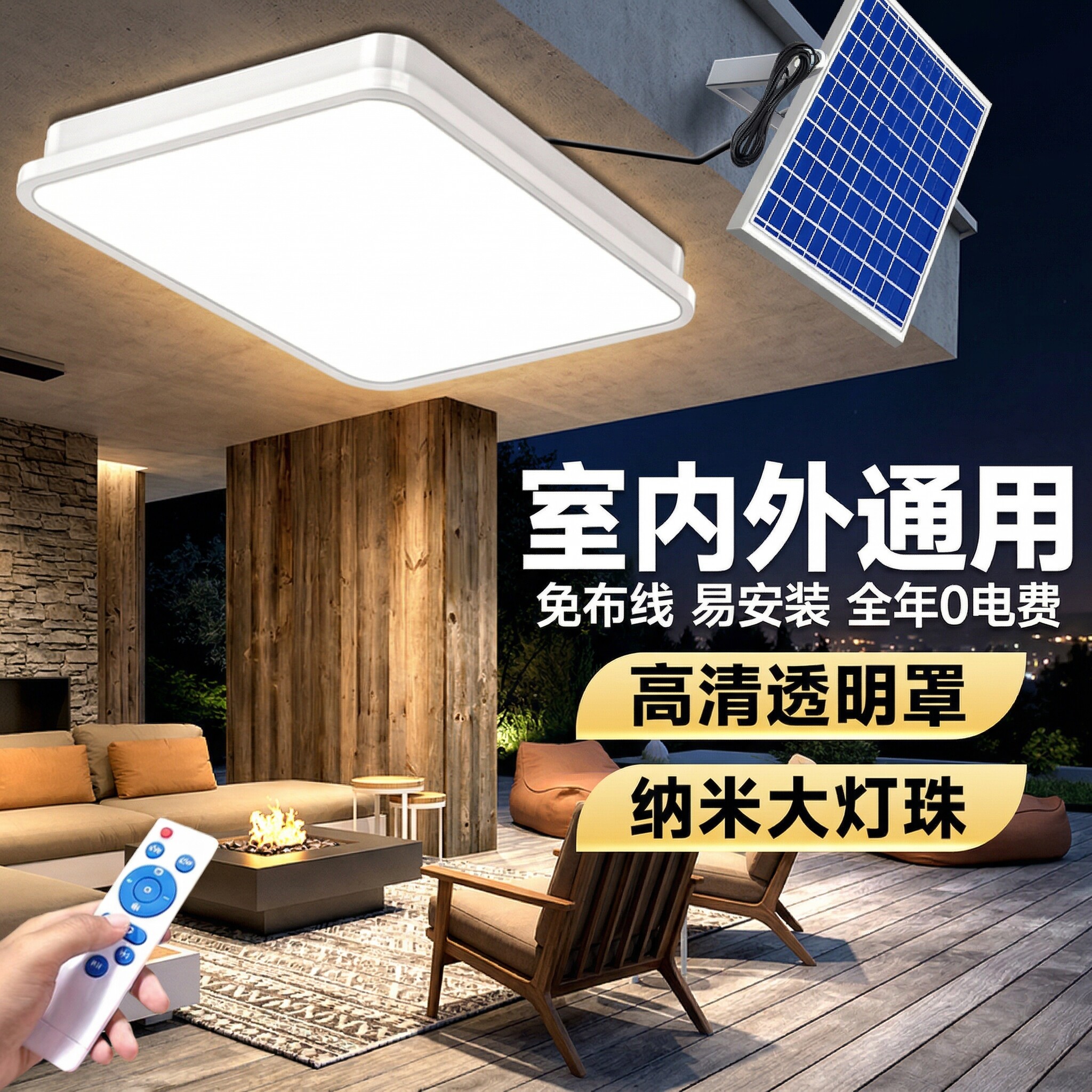 新款太阳能户外灯室内家用室外led自动亮感应照明灯特亮吸顶灯