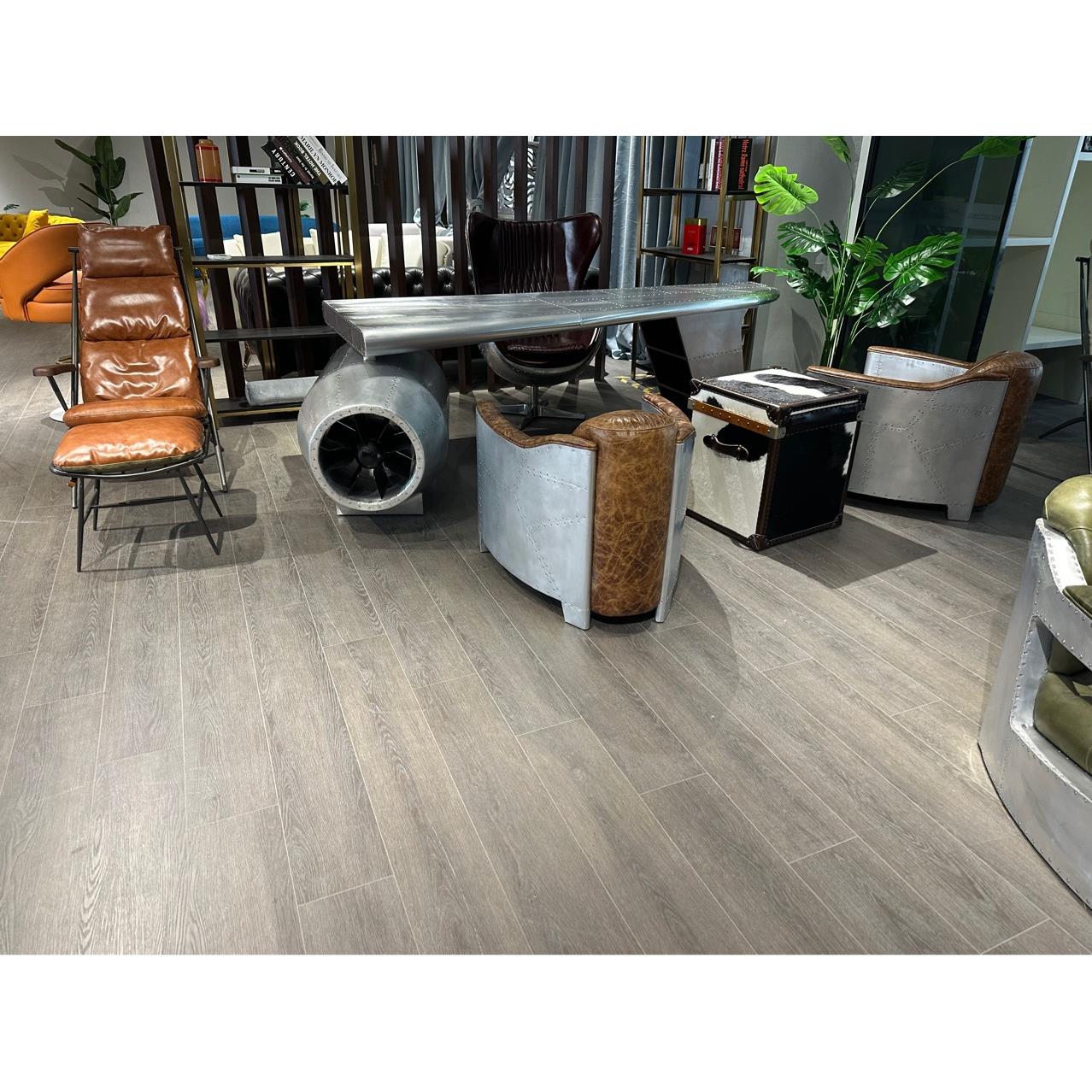 LOFT工业风收藏古董办公桌做旧美式复古创意航空飞机台铝皮中古风