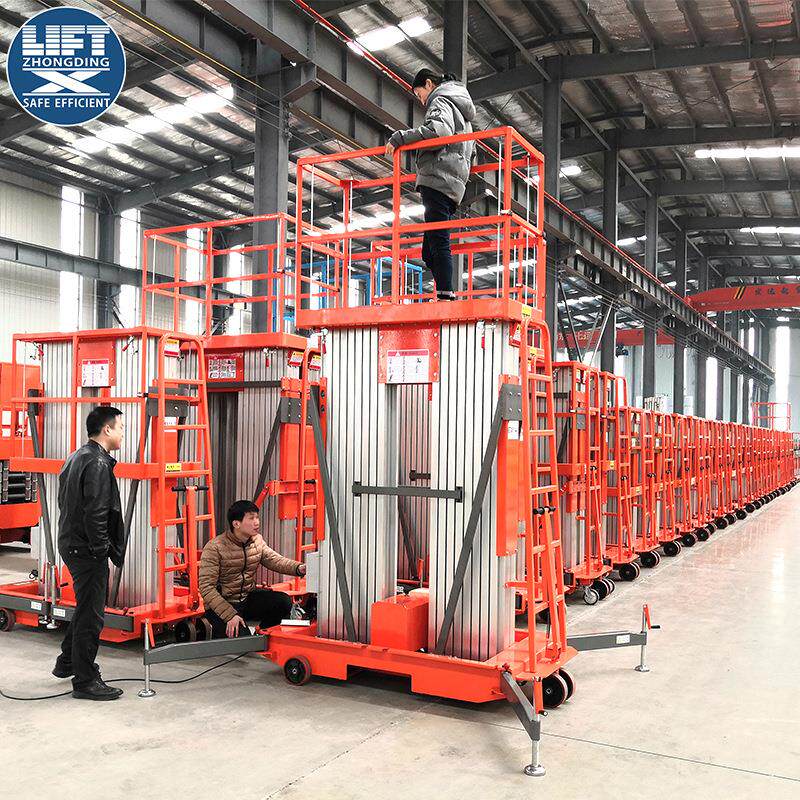 现货酒店用双桅柱10米移动升降机升降台 12米液压铝合金升降平台