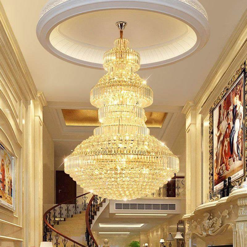 欧式水晶吊灯客厅灯现代餐厅吊灯大气复式楼别墅酒店梯灯灯具