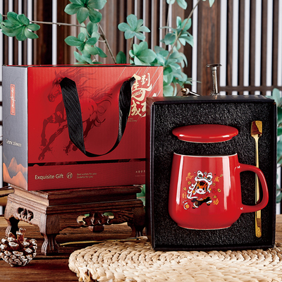 陶瓷马克杯暖暖杯礼盒杯子套装伴手礼水杯加盖L
