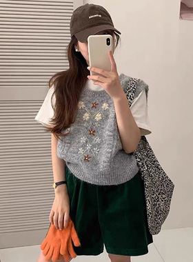 2026春款叠穿新款宽松复古针织毛衣马甲女背心韩版百搭外穿外套L