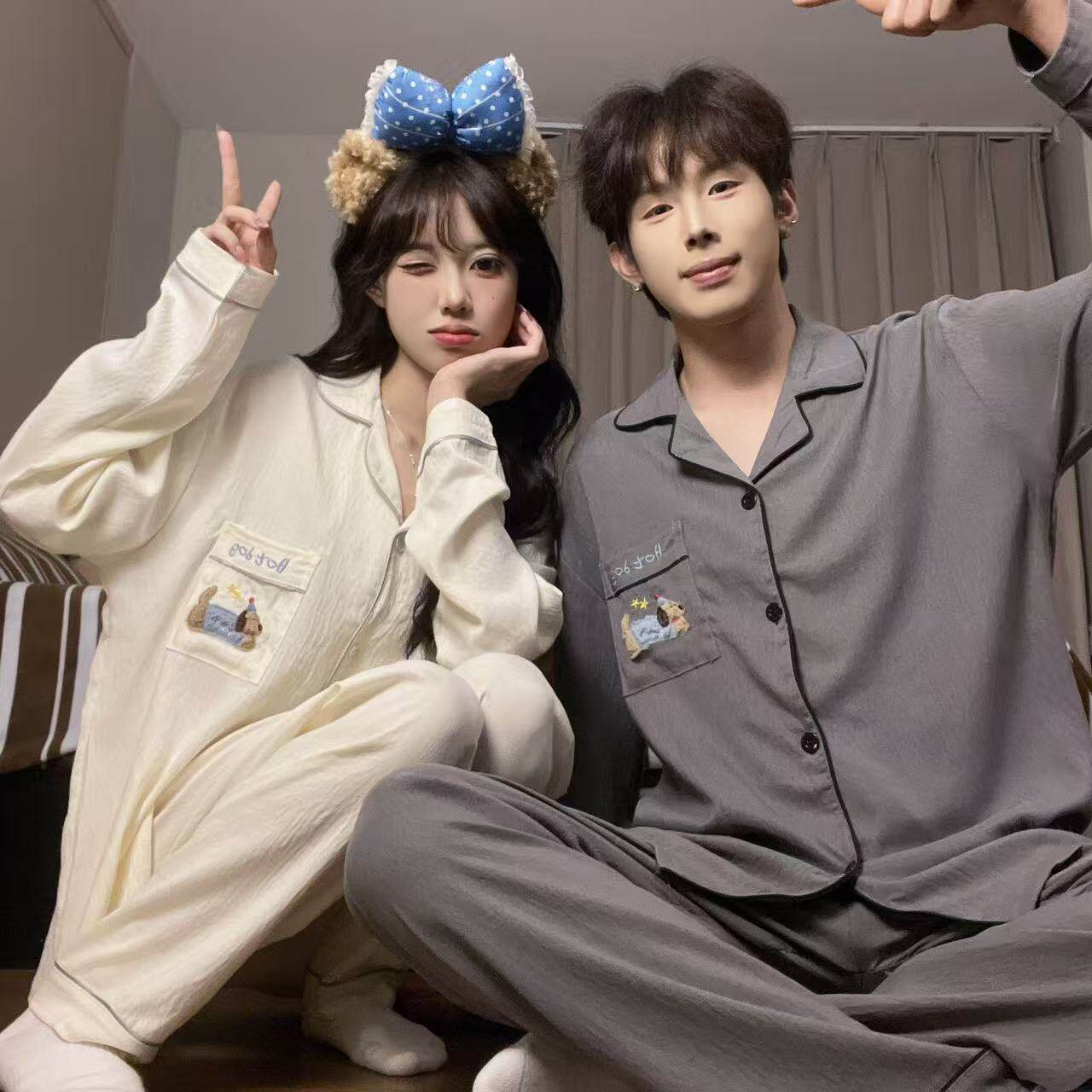 2026爆款睡衣女长袖长裤云朵棉花边圆领开衫甜美家居服套装ak