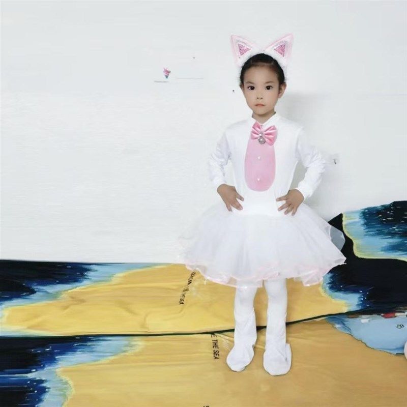 小猫表演服儿童爱跳舞的小怪兽动物服小猫钓鱼舞蹈服学猫叫蓬蓬裙