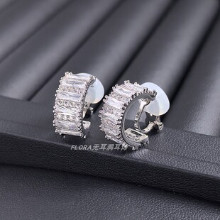 闪耀人造宝石无耳洞耳夹女知性气质复古时尚无洞耳饰C型超闪耳环