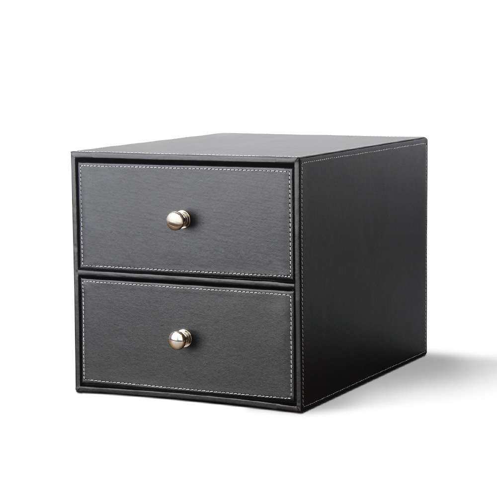 高档创意皮抽屉文件收纳柜办公桌面收纳柜整理储物柜商务资料分类