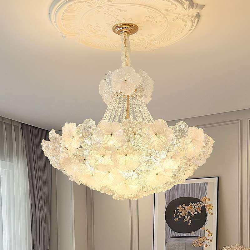 法式客厅灯吊灯玻璃花朵大厅灯全光谱餐厅卧室书房灯具轻奢中山灯,3C数码配件,其它配件,淘宝优惠券,粉丝福利购,淘宝优惠卷