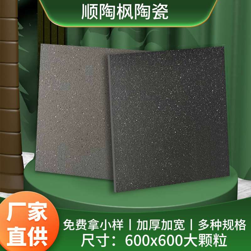 600X600通体大颗粒复古纯色仿古地砖卫生间防滑地板哑光墙面瓷砖