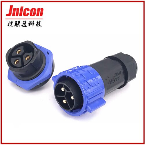 捷联通新能源防水连接器 M25自锁3芯50A电流充电防水插头