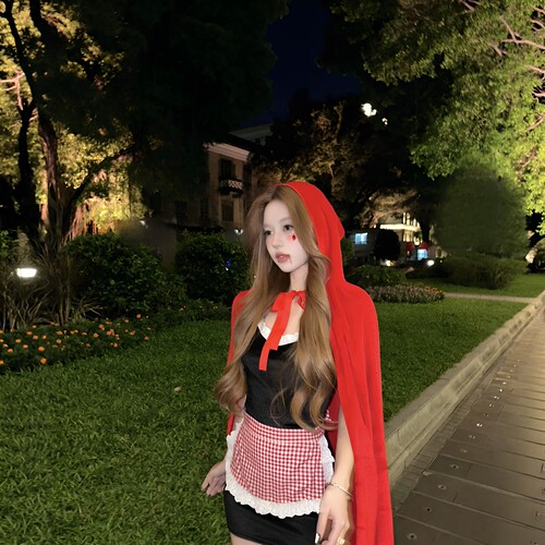 小红帽cos万圣节穿搭红色披风斗篷服饰服装cos聚会派对拍照道具女