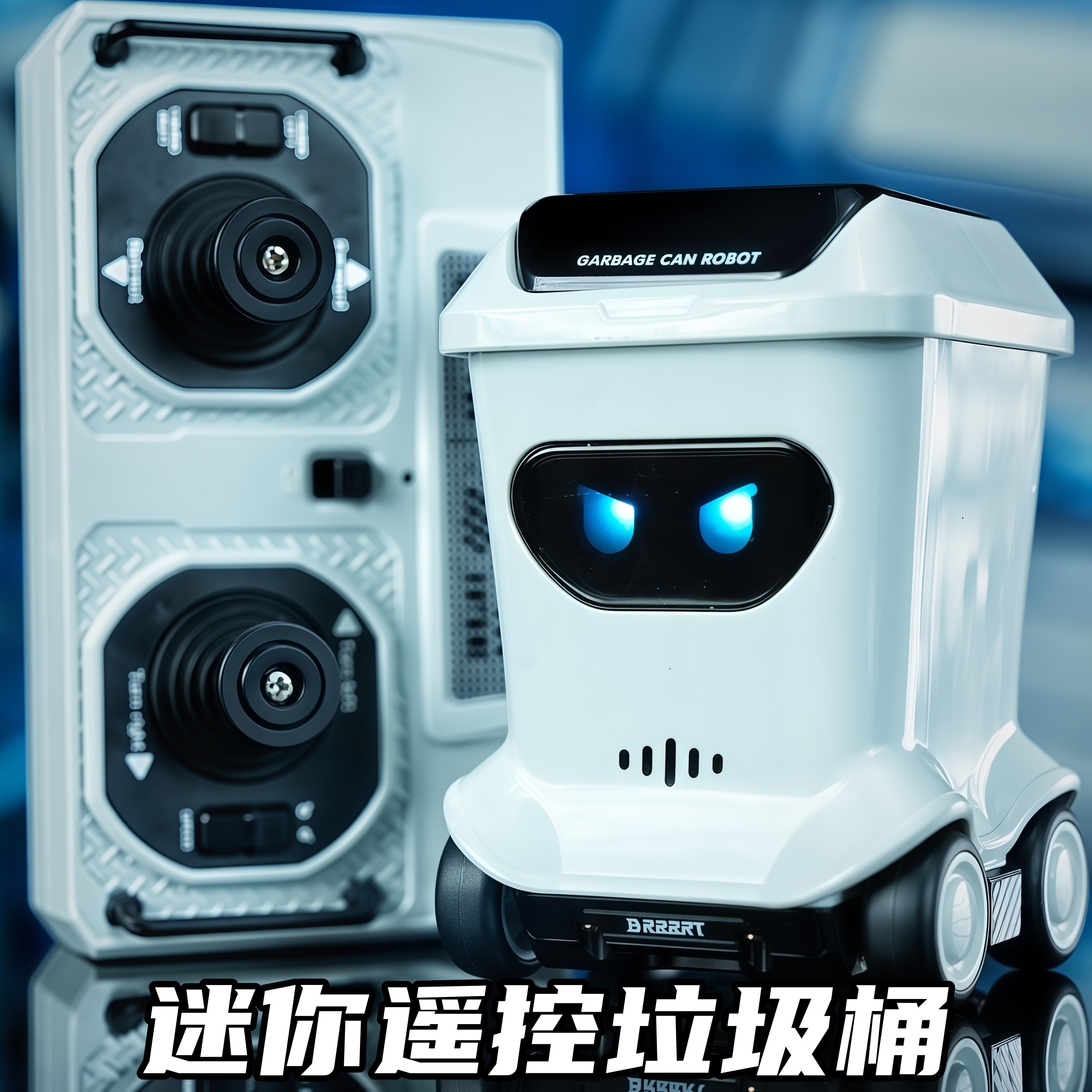 迷你遥控垃圾桶桌面RC遥控车潮玩机器人桌搭儿童男孩玩具生日礼物
