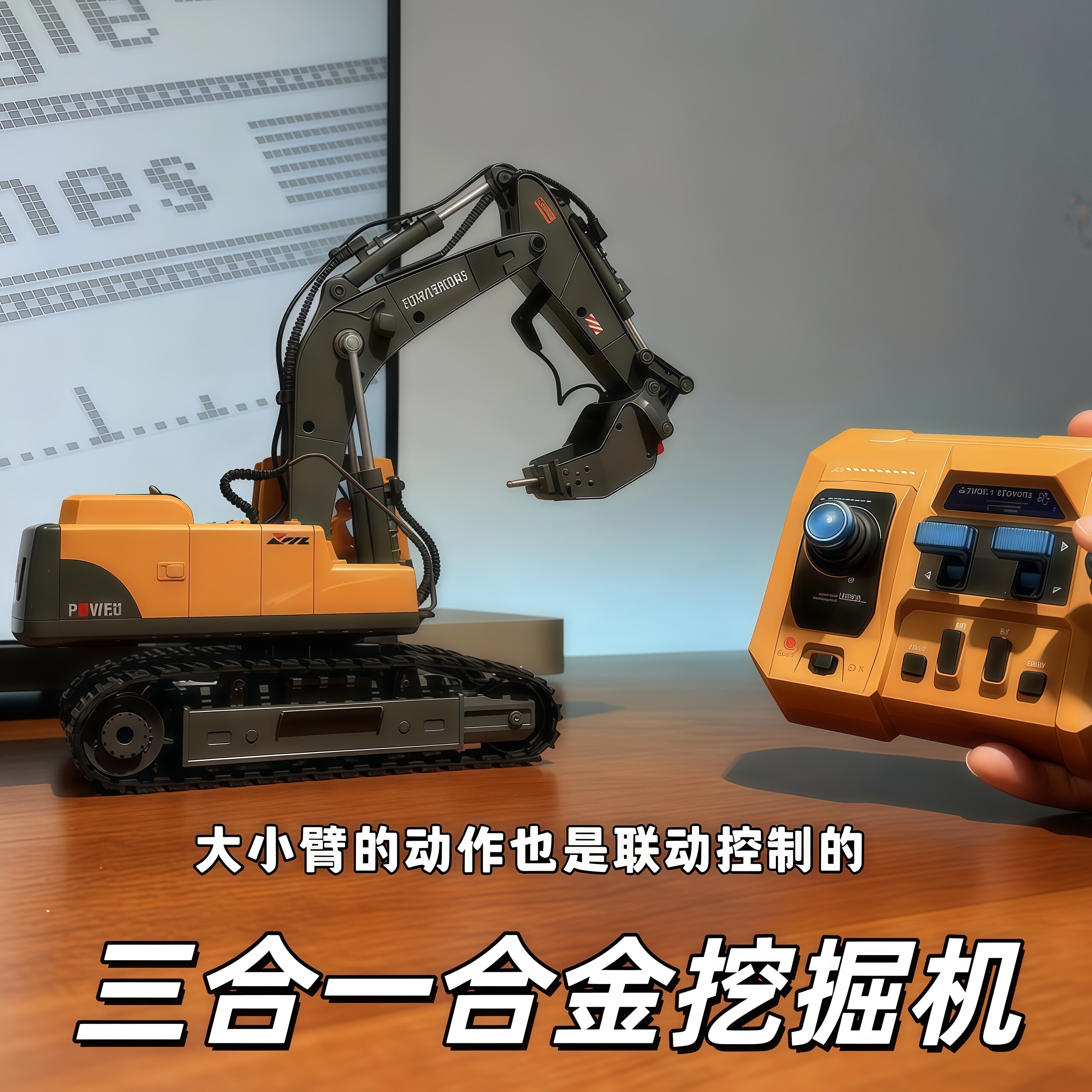 三合一遥控合金挖掘机男孩玩具