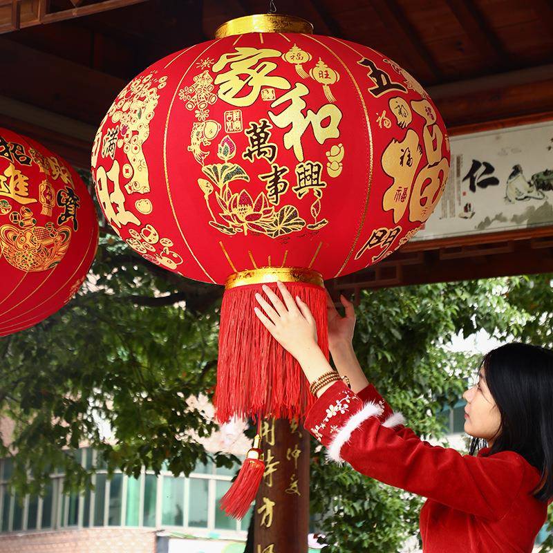 新款2026大红灯笼灯挂饰过年新年春节装饰马年户外阳台大门口一对