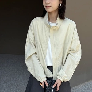 韩系蕾丝立领长袖减龄短外套女