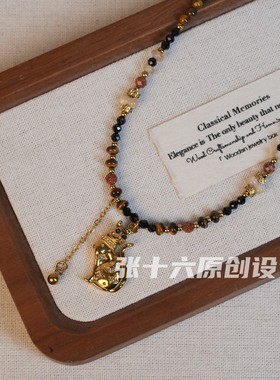 张十六原创设计钛钢波斯猫项链