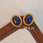 蓝耳钉 铜合金气质时尚 百搭复古简约素款 张十六 法式 小众金色耳饰