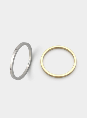 M.W18K白金色戒指情侣对戒高级感