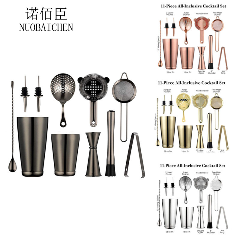 不锈钢调酒器套装波士顿调酒10件套调酒师工具套装酒吧用品现货