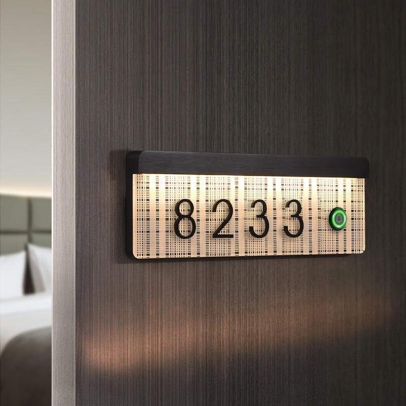高档酒店智能门显LED发光门牌号定制不锈钢房号牌公寓宾馆民宿房间客房清扫入住勿扰门铃开关数字号码标识牌
