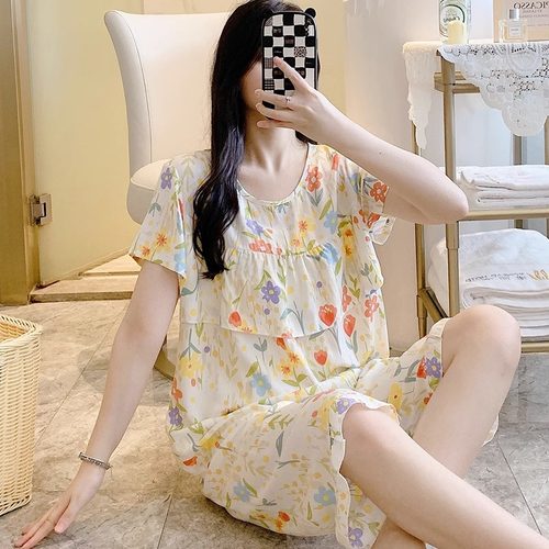 2024新款防凸点棉绸睡衣女夏