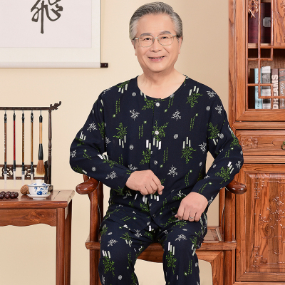 中老年男士棉绸睡衣套装