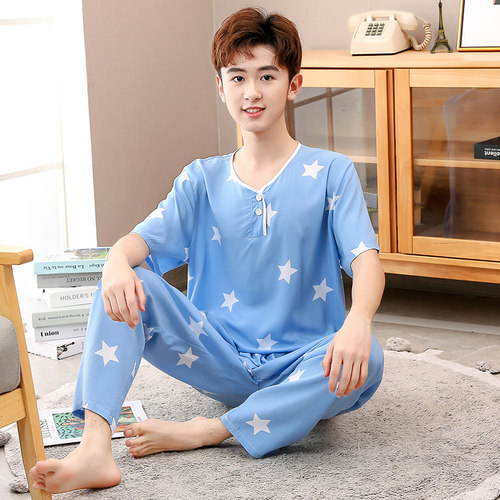 棉绸男大童家居人造棉空调服