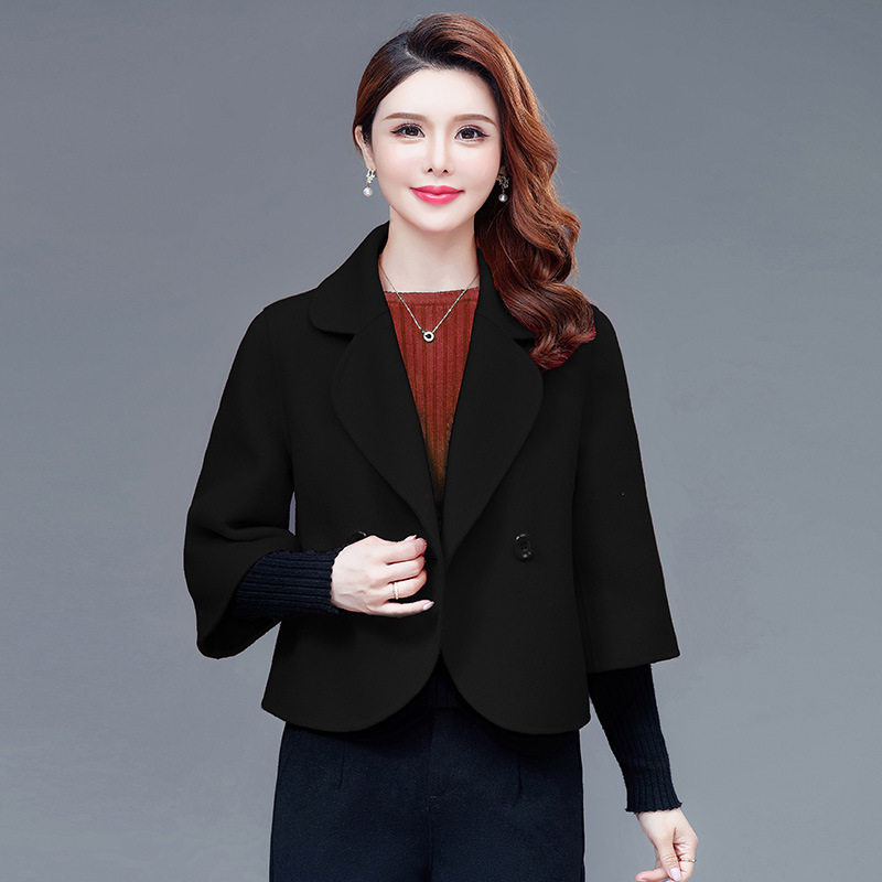 2026秋女短款双面羊毛呢外套