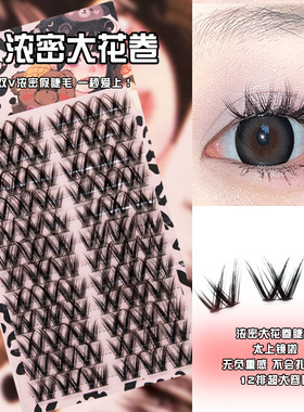 魔仙睫欧美款免胶假睫毛大花卷加长浓密分段卷翘轻欧单簇芭比新手
