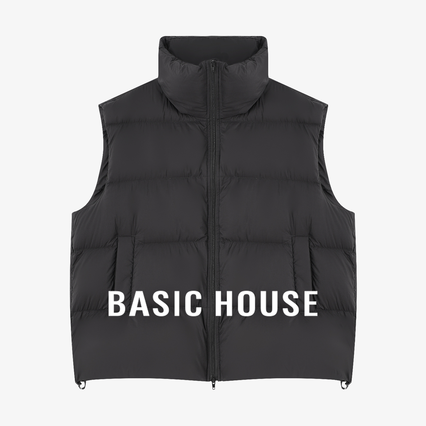 Basic House/百家好立领马甲25冬新宽松显瘦复古风保暖无袖羽绒服