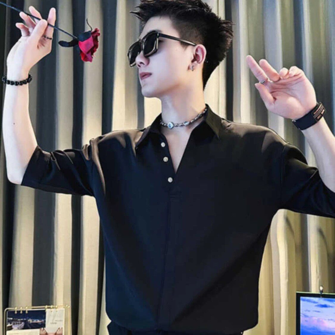 金慕轻奢衬衫POLO衫男士短袖