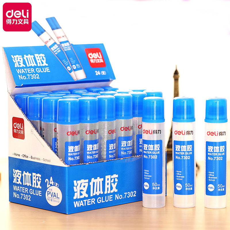 得力7302液体胶水 透明高粘性手工粘纸胶水 办公用品塑料头小瓶学生文具