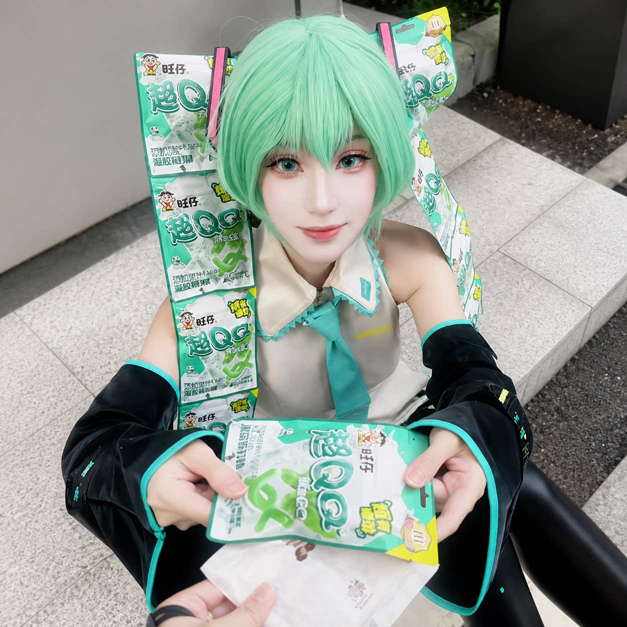 初音未来公式服COS全套漫展图片