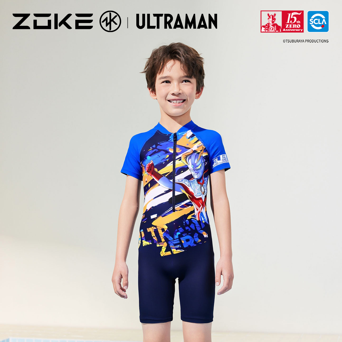 洲克儿童泳衣奥特曼男童连体泳装