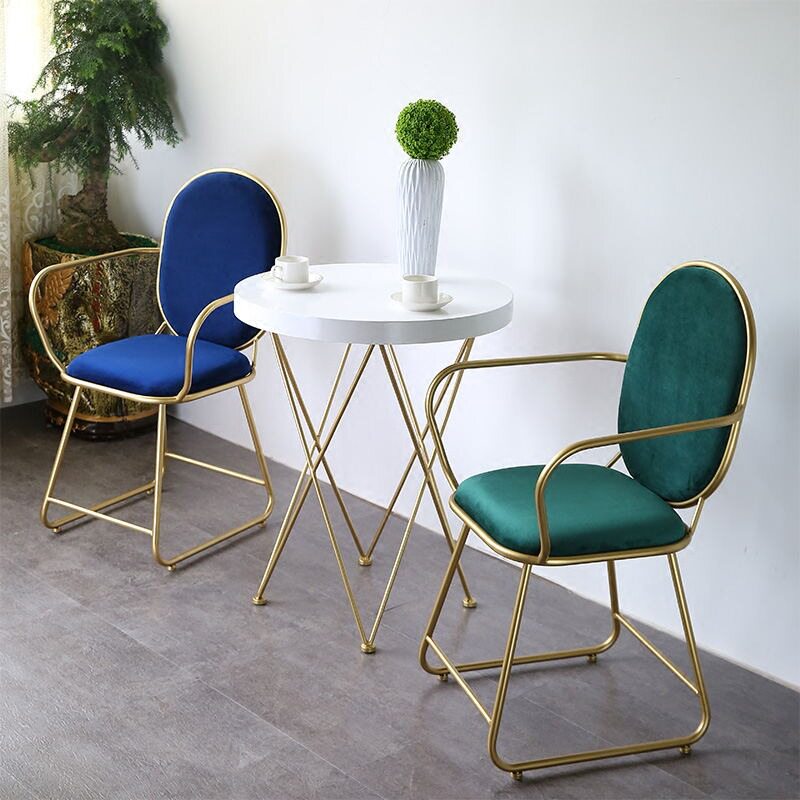北欧简约铁艺金色椅咖啡椅餐厅桌椅休闲酒吧卡座沙发椅梳妆椅包邮