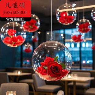 情人节气球玫瑰花波波球吊饰商场珠宝店情人节气球布置场景开业门