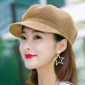 帽子女春夏天透气鸭舌帽八角帽遮阳帽英伦百搭贝雷帽韩版 时尚 草帽